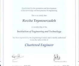 Chartered Engineer (UK) CEng, 2012